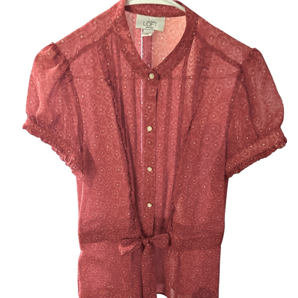 LOFT Women's Pink Sheer Top PTP 19.5 L 23